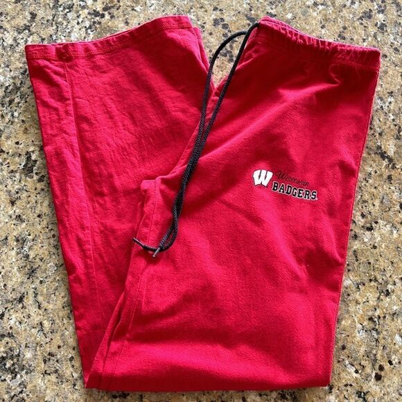 Vintage sideline Wisconsin Badgers Loose Fit Sweatpants Red wide leg size large - Picture 1 of 11